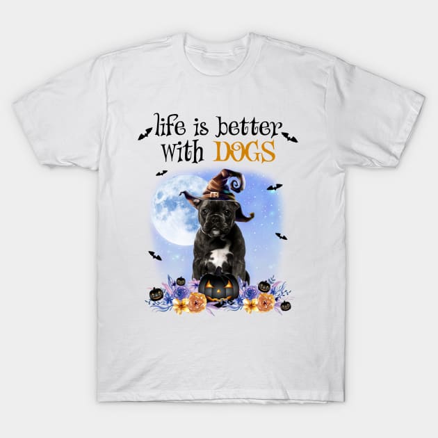 French Bulldog Witch Hat Life Is Better With Dogs Halloween T-Shirt by nakaahikithuy